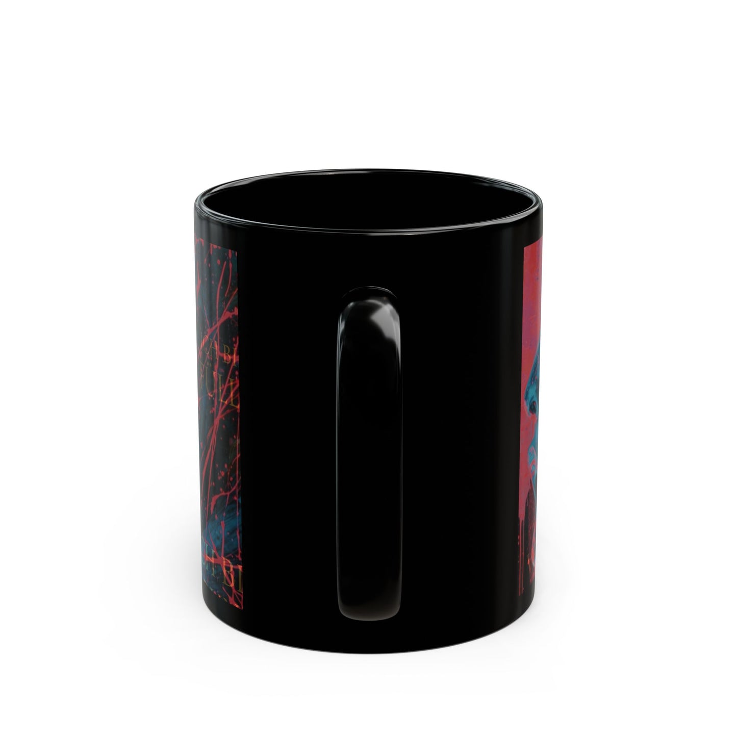 Black Ceramic Mug – "Ich Platze, Bosh Ey" Neon Graffiti Design (11oz, 15oz)