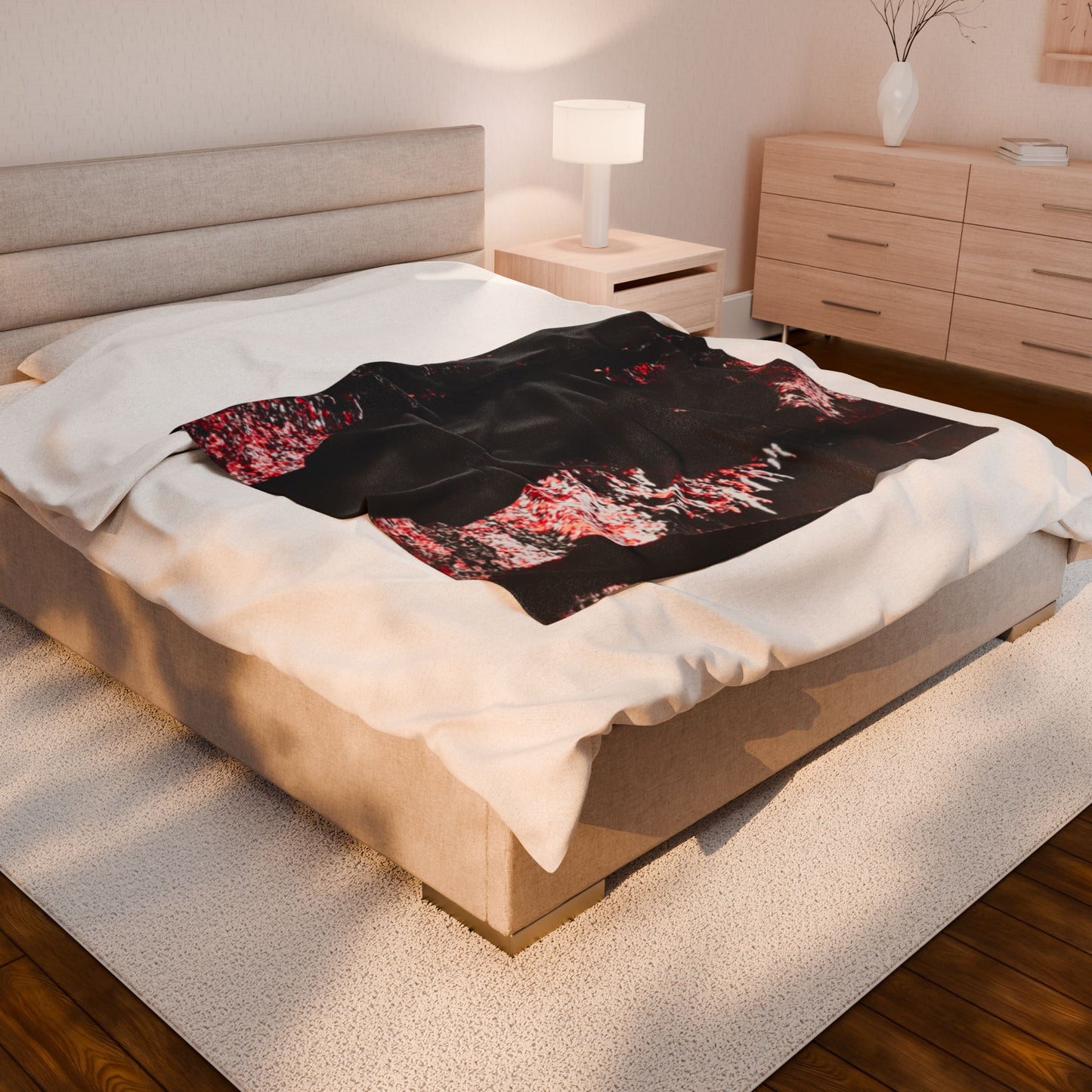 Romantic Velveteen Plush Blanket, Cozy Gift, Bedroom Decor, Anniversary Present, Soft Throw, Couples Blanket