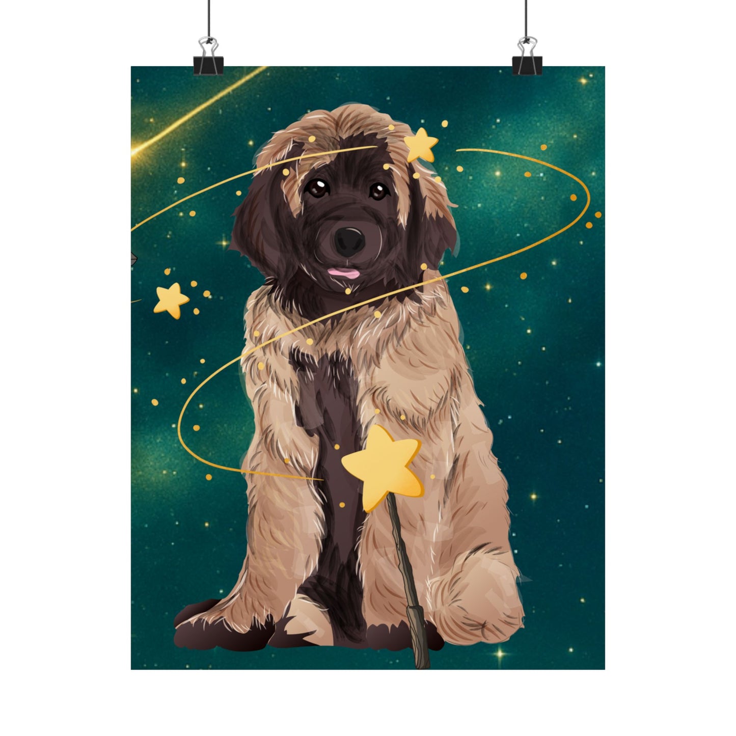 Dog Lover's Cosmic Satin Poster, Pet Wall Art, Dog Decor, Gifts for Animal Lovers, Home Aesthetic, Starry Night Print