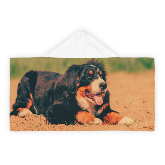 Cozy Youth Hooded Towel with Cute Dog Print, Perfect for Bath, Beach, and Pool Days, Kid-Friendly, Great Gift Idea