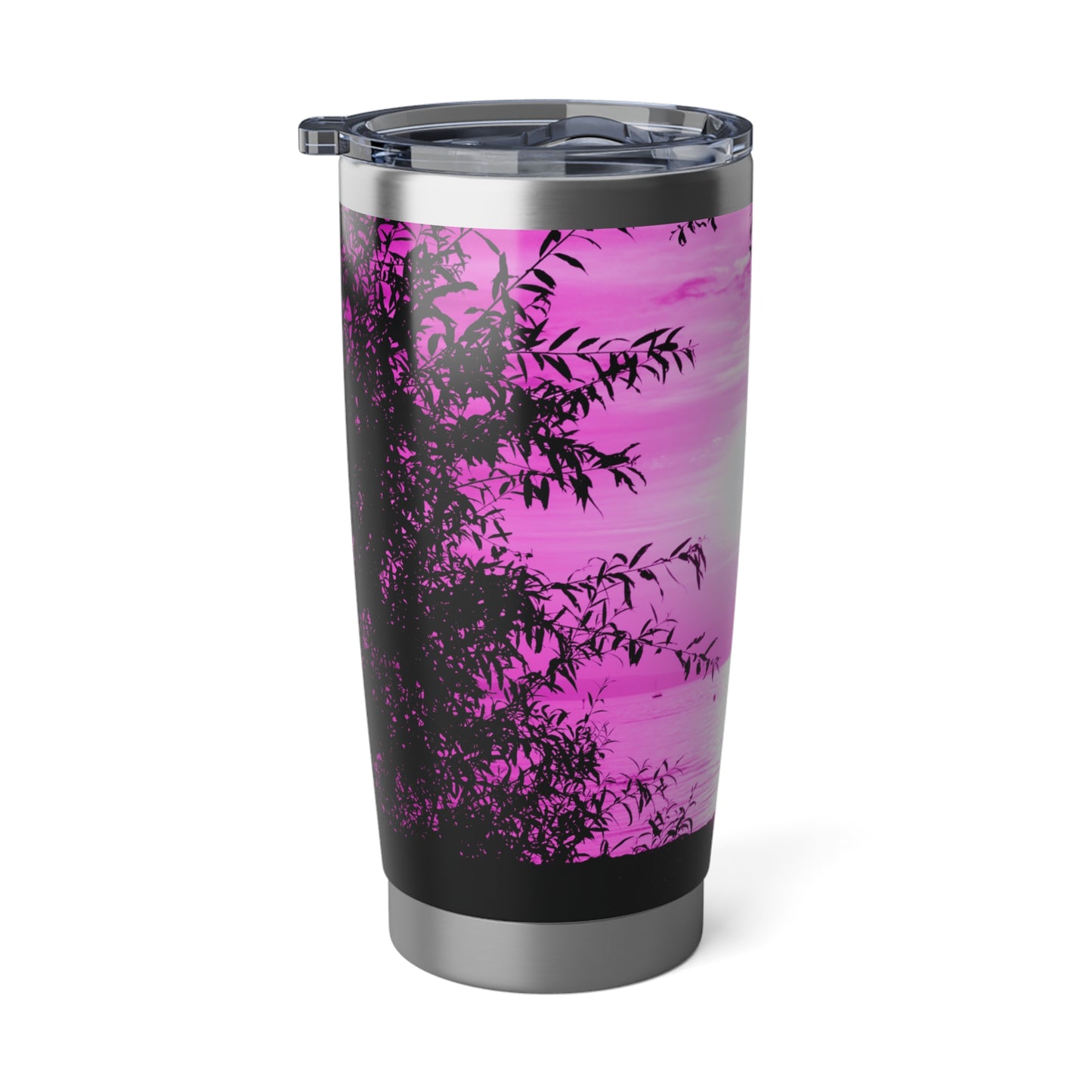 Vagabond Sunset Tumbler | Travel Mug, Summer Vibes, Outdoor Adventure, Gift for Explorers, Pink Silhouette