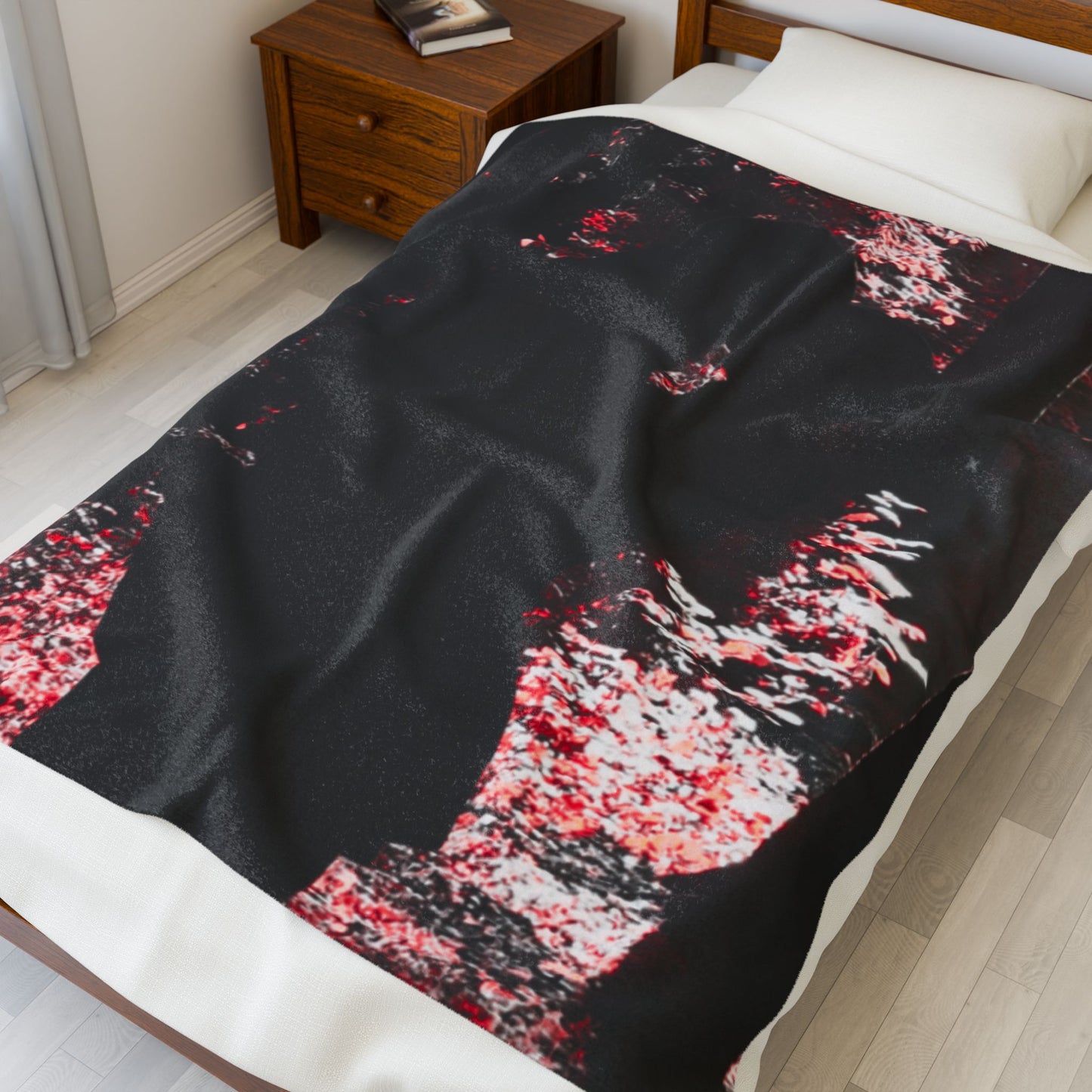 Romantic Velveteen Plush Blanket, Cozy Gift, Bedroom Decor, Anniversary Present, Soft Throw, Couples Blanket