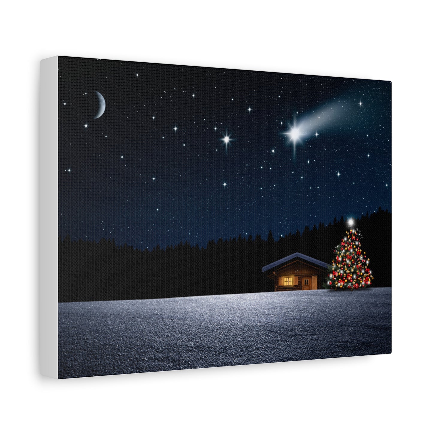 Christmas Canvas Wall Art, Starry Night, Holiday Decor, Winter Scene, Home Decoration, Gift for Him/Her