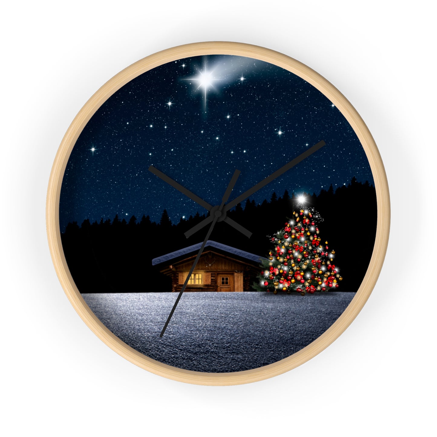 Christmas Themed Wall Clock, Festive Home Decor, Holiday Gift Idea, Winter Wonderland Clock, Winter Holidays Decoration