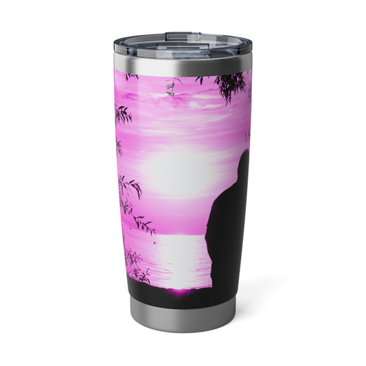 Vagabond Sunset Tumbler | Travel Mug, Summer Vibes, Outdoor Adventure, Gift for Explorers, Pink Silhouette