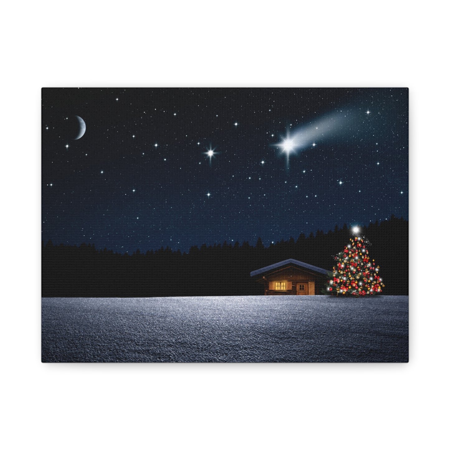 Christmas Canvas Wall Art, Starry Night, Holiday Decor, Winter Scene, Home Decoration, Gift for Him/Her