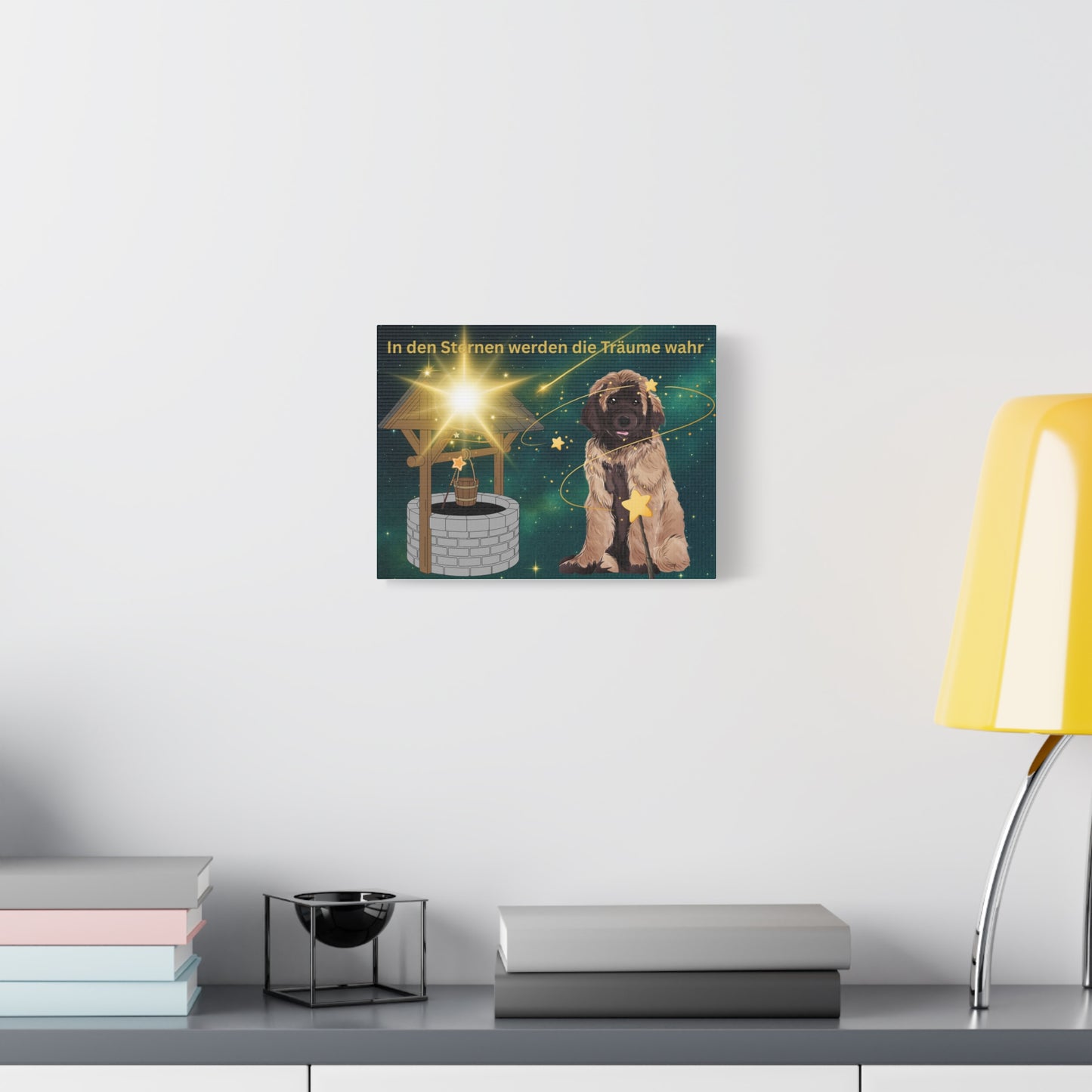 Dreamy Canine Canvas Art, Magic Wall Decor for Dog Lovers, Starry Night Home Decor, Inspirational Pet Gift, Animal Artwork