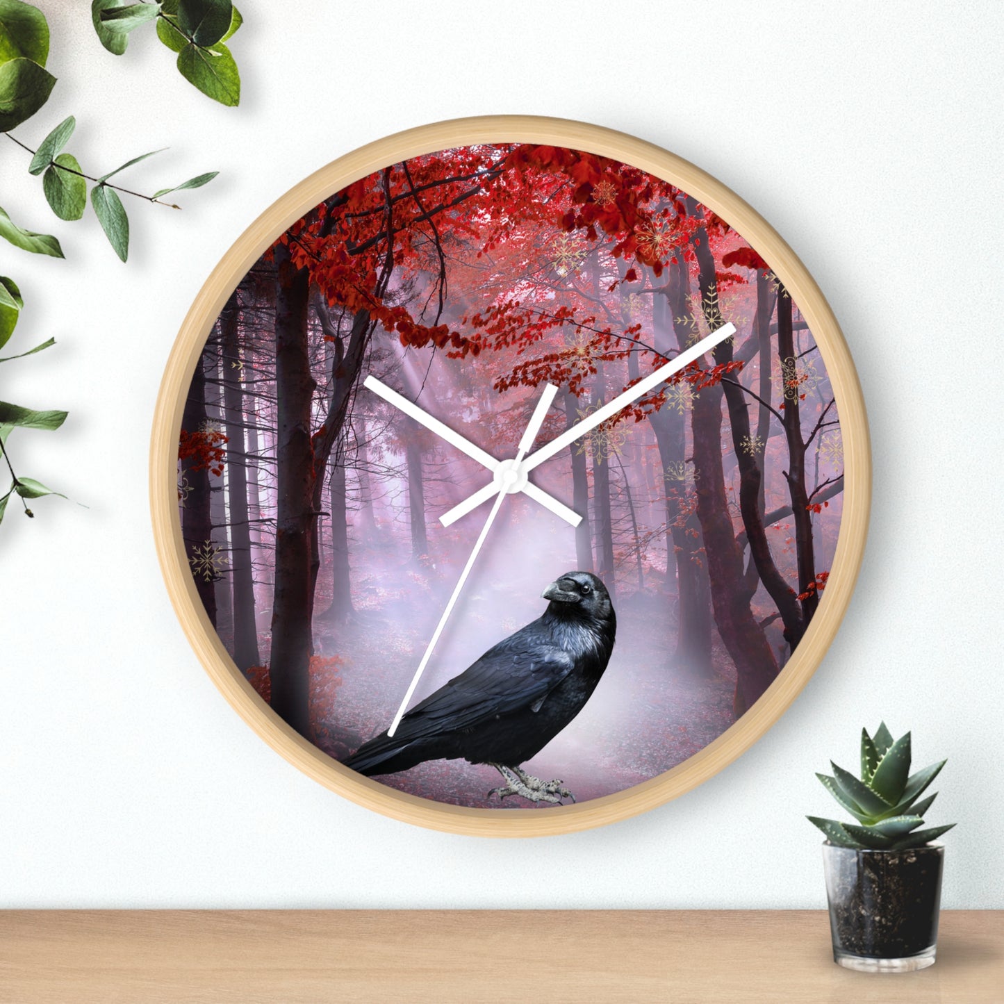 Mystical Raven Wall Clock, Enchanted Forest Decor, Unique Home Accent, Gothic Style Timepiece, Perfect Gift for Nature Lovers