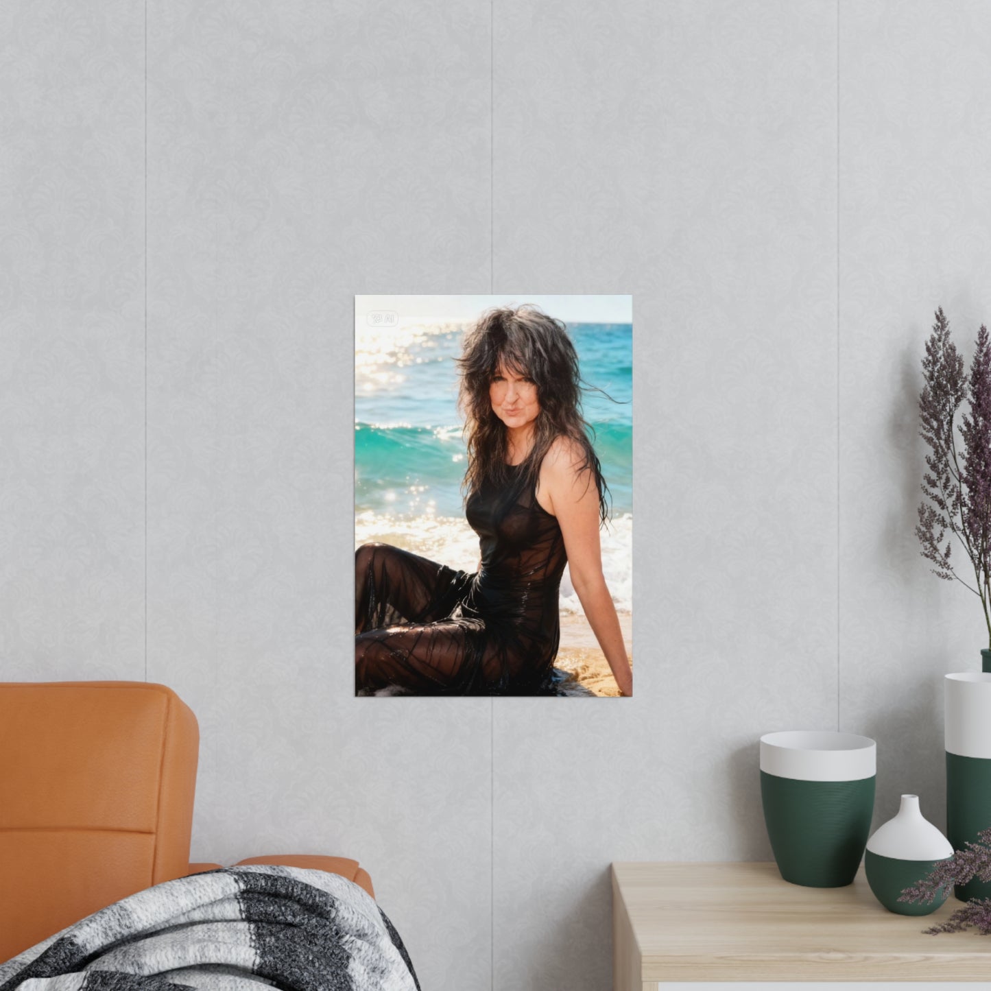 Beach Portrait Photopaper Poster — Stylish Woman Seaside Print