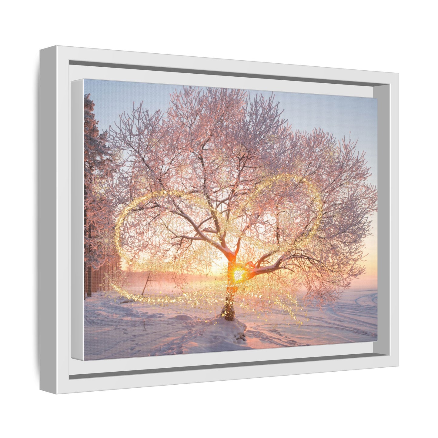 Framed Canvas Art: Winter Love Tree, Inspirational Wall Decor, Cozy Home Artwork, Christmas Gift, Heartwarming Decor, Nature Print