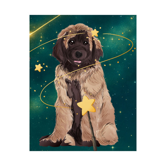 Dog Lover's Cosmic Satin Poster, Pet Wall Art, Dog Decor, Gifts for Animal Lovers, Home Aesthetic, Starry Night Print