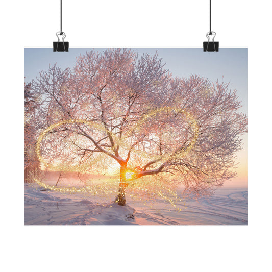 Serene Matte Poster of Frosted Tree, Winter Decor, Nature Wall Art, Cozy Living, Gift for Nature Lovers, Home Decor