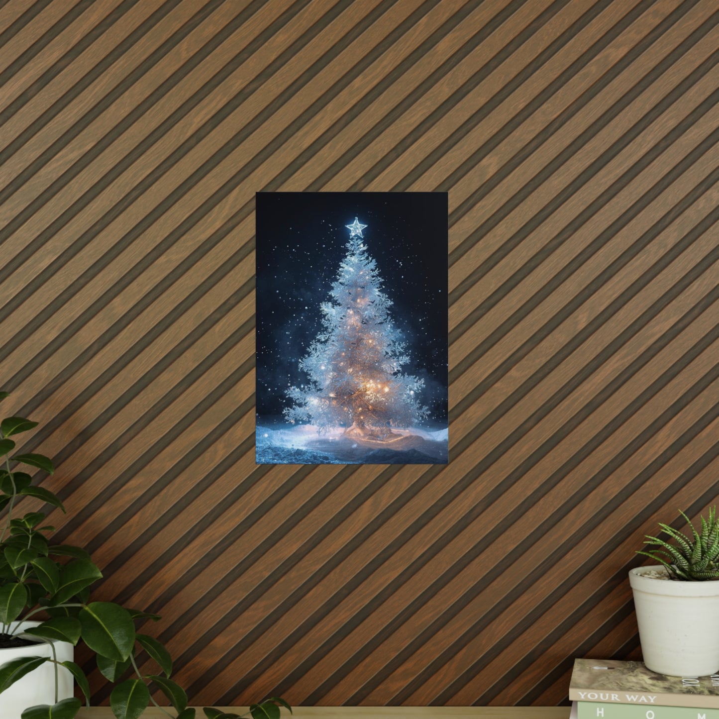 Christmas Tree Photo Poster – Snowy Lit Holiday Wall Art