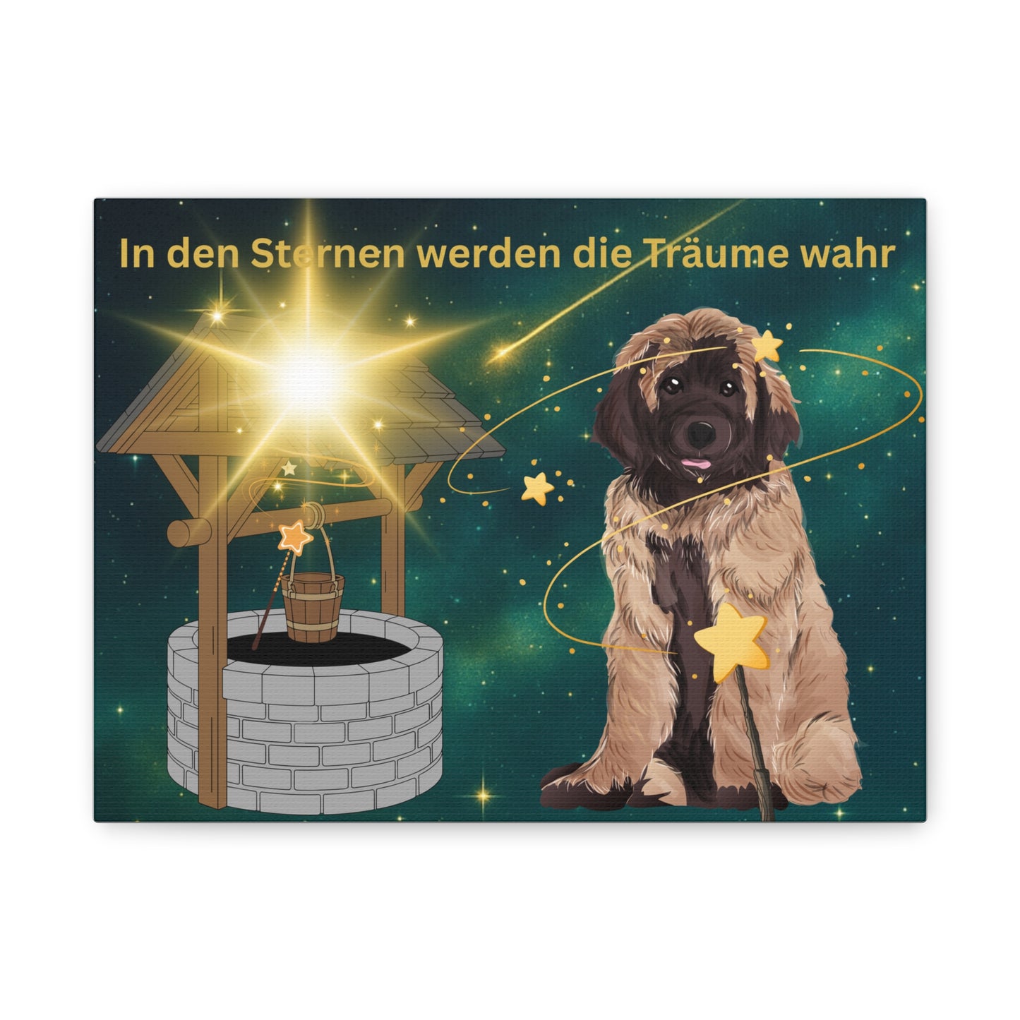 Dreamy Canine Canvas Art, Magic Wall Decor for Dog Lovers, Starry Night Home Decor, Inspirational Pet Gift, Animal Artwork