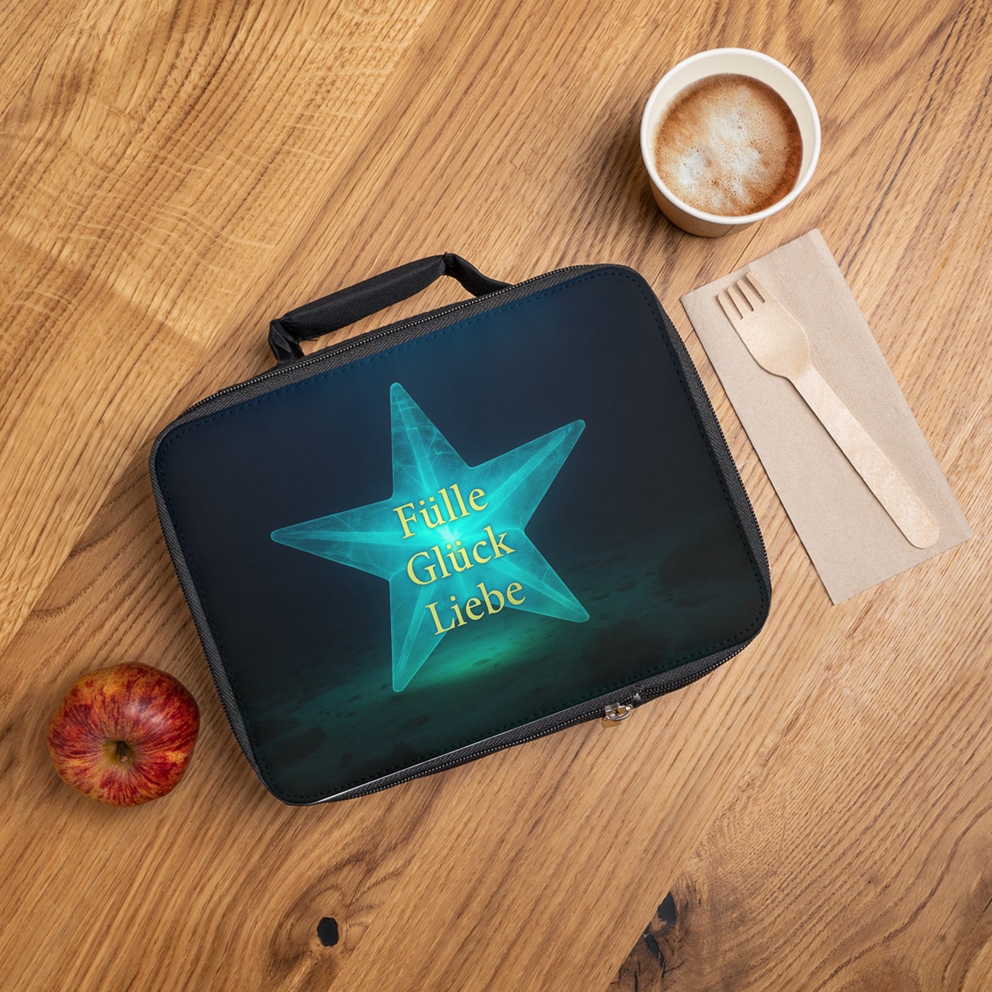 Inspirational Lunch Bag with Star Design - Fülle Glück Liebe