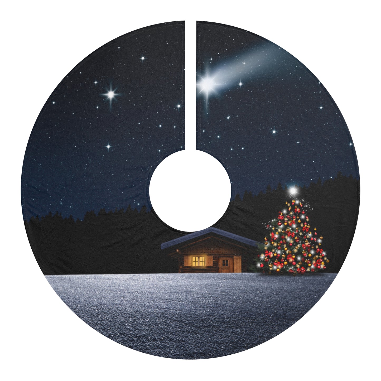 Cozy Christmas Tree Skirt, Winter Holiday Decor, Festive Tree Cover for Christmas, Snowy Scene Holiday Gift, Unique Xmas Tree Accessory