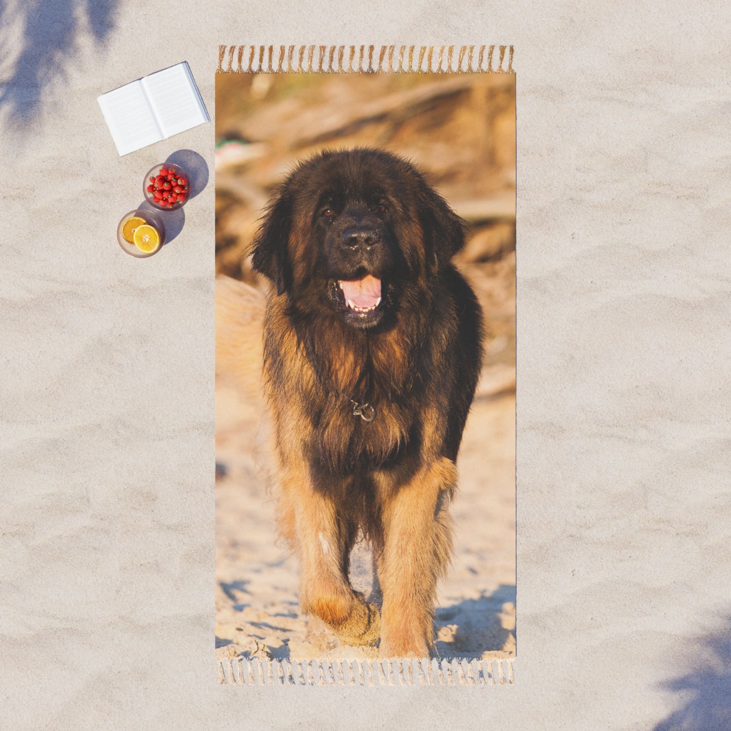 Boho Beach Towel, Ideal for Summer Days, Beach Trips, Gifts for Dog Lovers, Stylish & Functional Decor