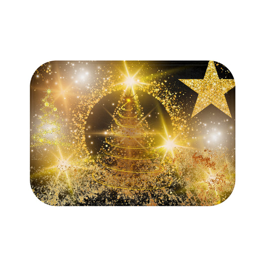 Christmas Sparkle Bath Mat | Holiday Decor, Festive Home, Bath Accessories, Winter Wonderland, Gold & Glittery