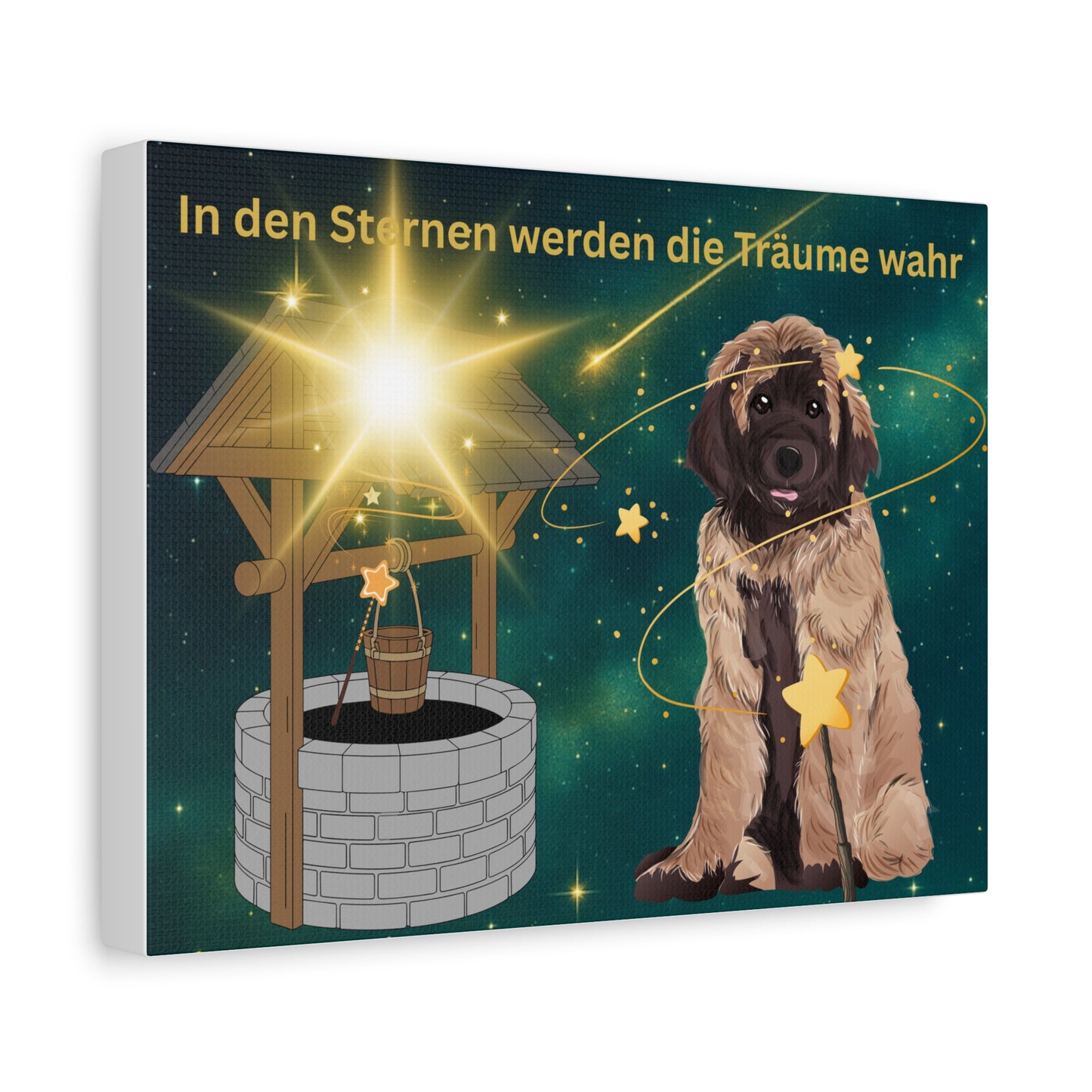 Dreamy Canine Canvas Art, Magic Wall Decor for Dog Lovers, Starry Night Home Decor, Inspirational Pet Gift, Animal Artwork
