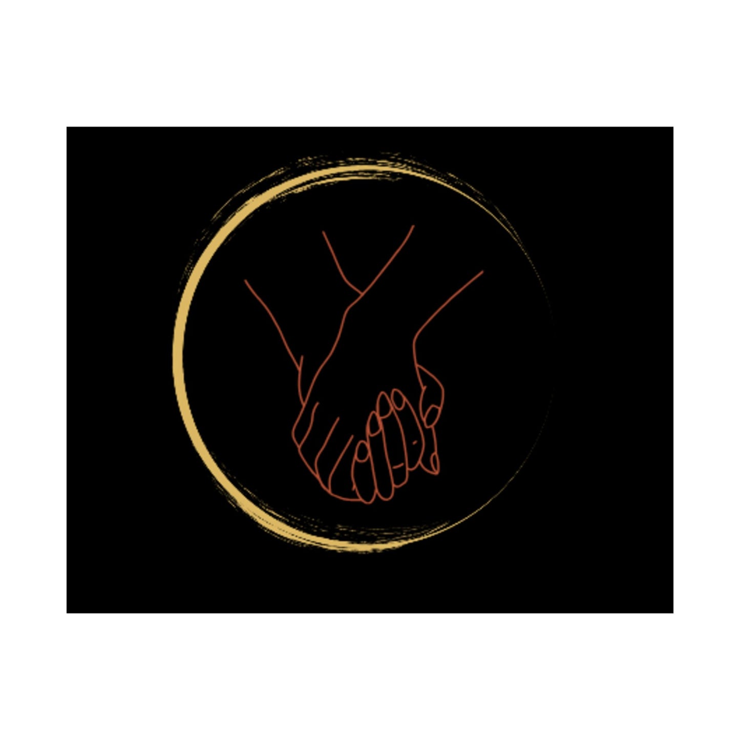 Holding Hands Poster — Minimal Gold Circle Romantic Wall Art