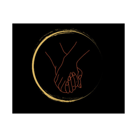 Holding Hands Poster — Minimal Gold Circle Romantic Wall Art