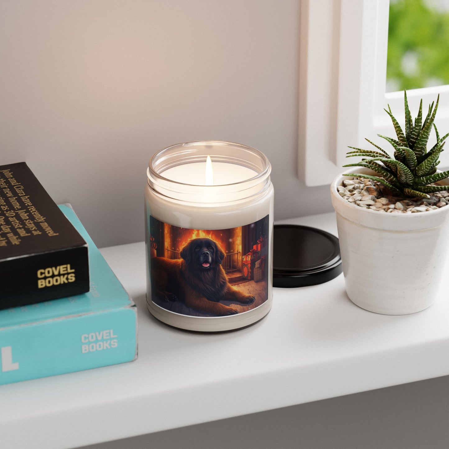 Cozy Home Scented Soy Candle with Dog Design