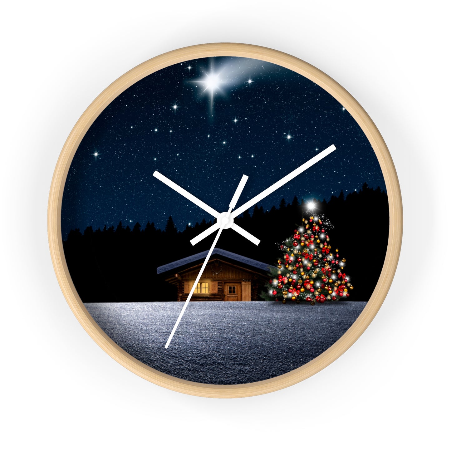 Christmas Themed Wall Clock, Festive Home Decor, Holiday Gift Idea, Winter Wonderland Clock, Winter Holidays Decoration