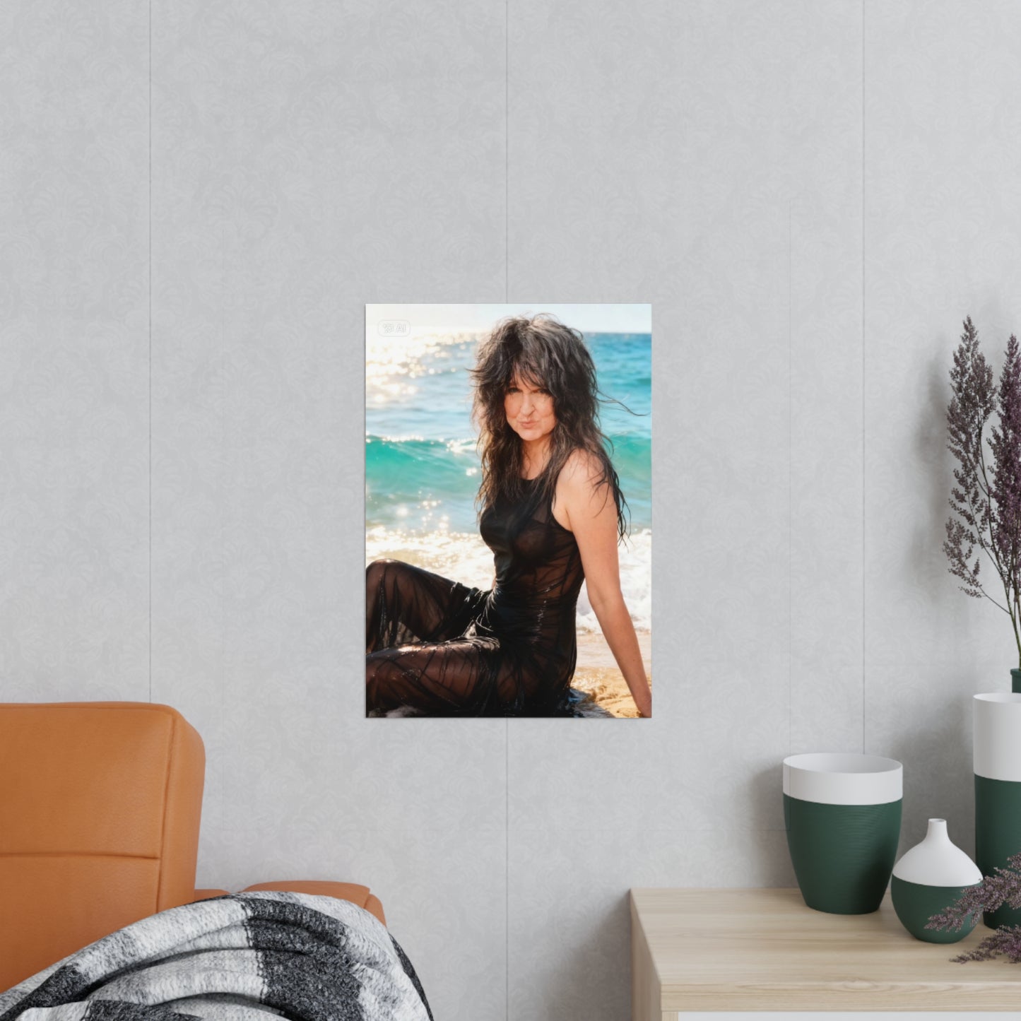 Beach Portrait Photopaper Poster — Stylish Woman Seaside Print