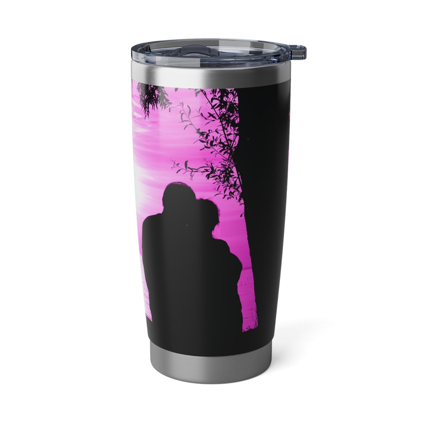 Vagabond Sunset Tumbler | Travel Mug, Summer Vibes, Outdoor Adventure, Gift for Explorers, Pink Silhouette
