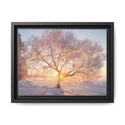 Framed Canvas Art: Winter Love Tree, Inspirational Wall Decor, Cozy Home Artwork, Christmas Gift, Heartwarming Decor, Nature Print