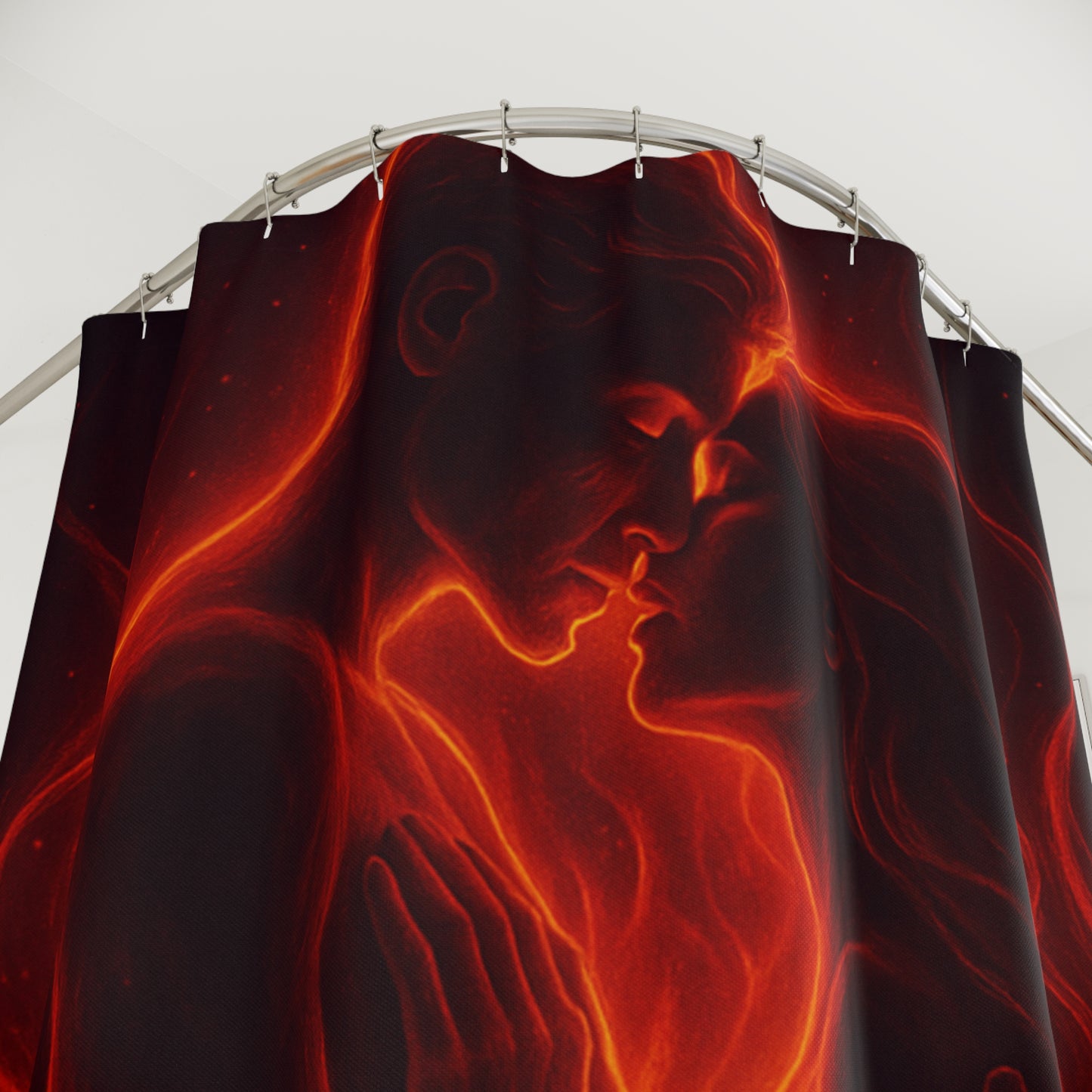 Romantic Essence Shower Curtain | Boho Bathroom Decor, Love Gift, Unique Home Accessory, Red and Black Shower Curtain, Wedding Shower Decor