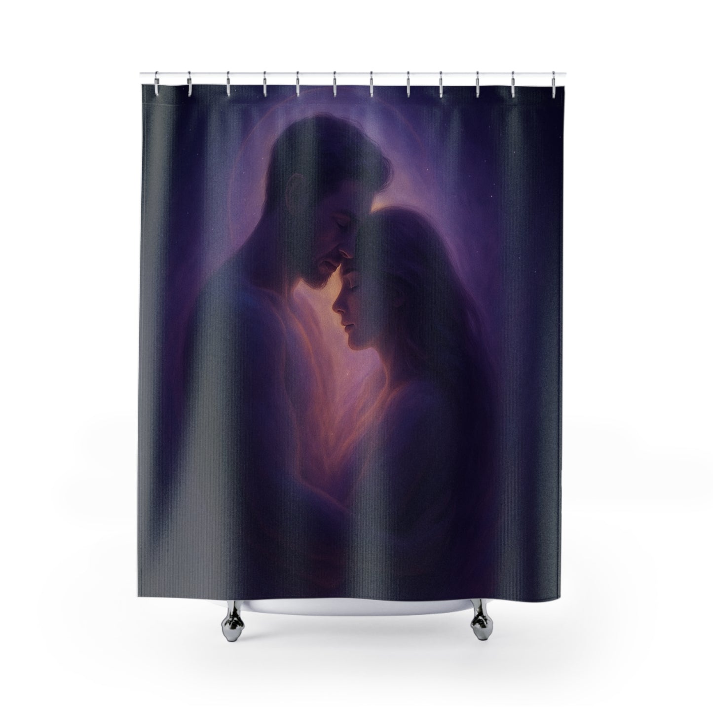 Romantic Couple Shower Curtain, Love Bathroom Decor, Ethereal Design, Gift for Her, Wedding Gift, Fantasy Art, Home Decor