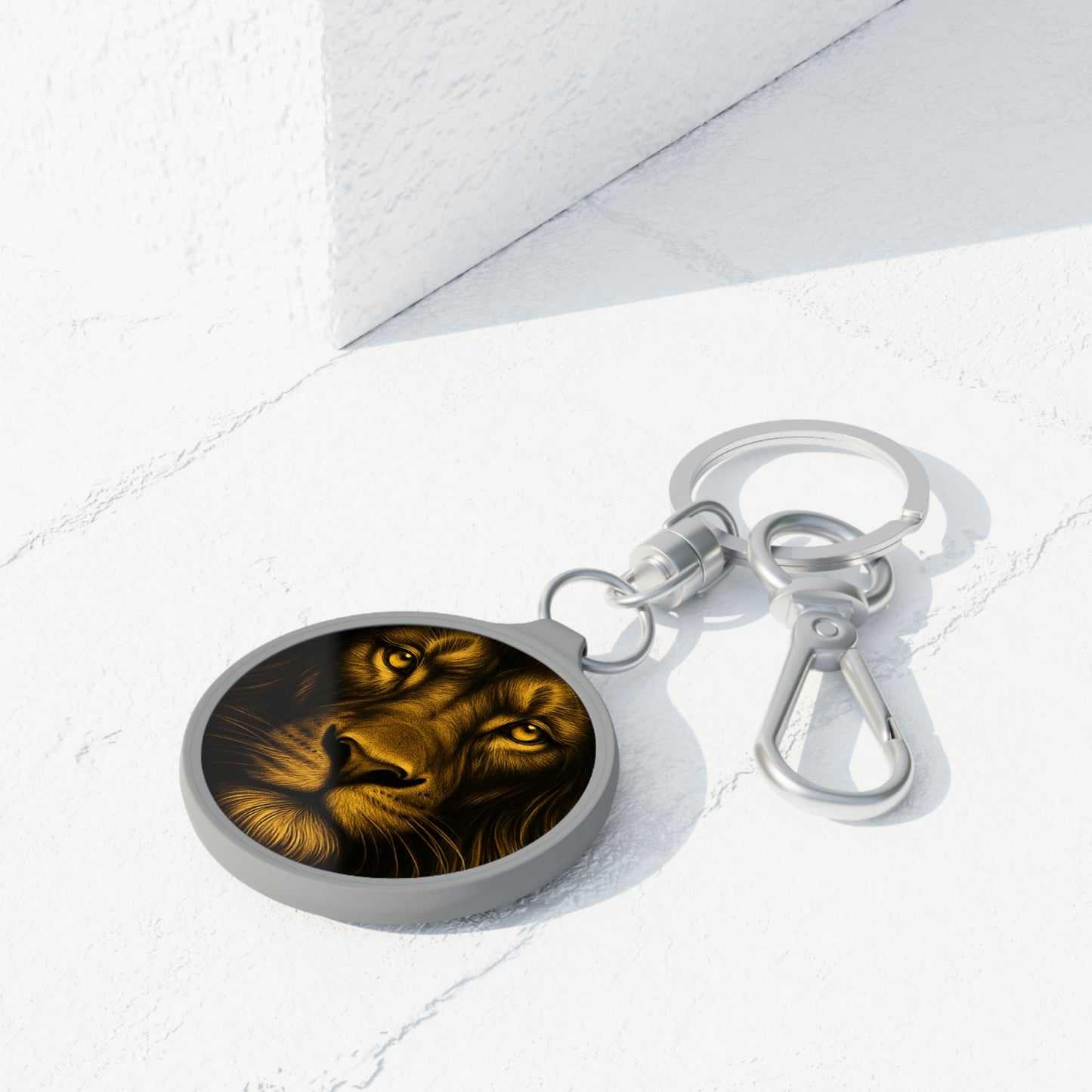 Lion Face Keyring Tag - Fierce Animal Lover Accessory