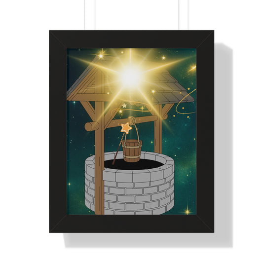 Magical Well Framed Vertical Poster, Enchanting Wall Art, Starry Night Decor, Dreamy Home Accent, Whimsical Gift Idea, Inspirational Print