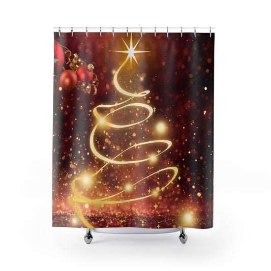 Festive Holiday Shower Curtain with Christmas Tree Design, Christmas Decoration, Holiday Home Decor, Bathroom Accessories, Gift Idea