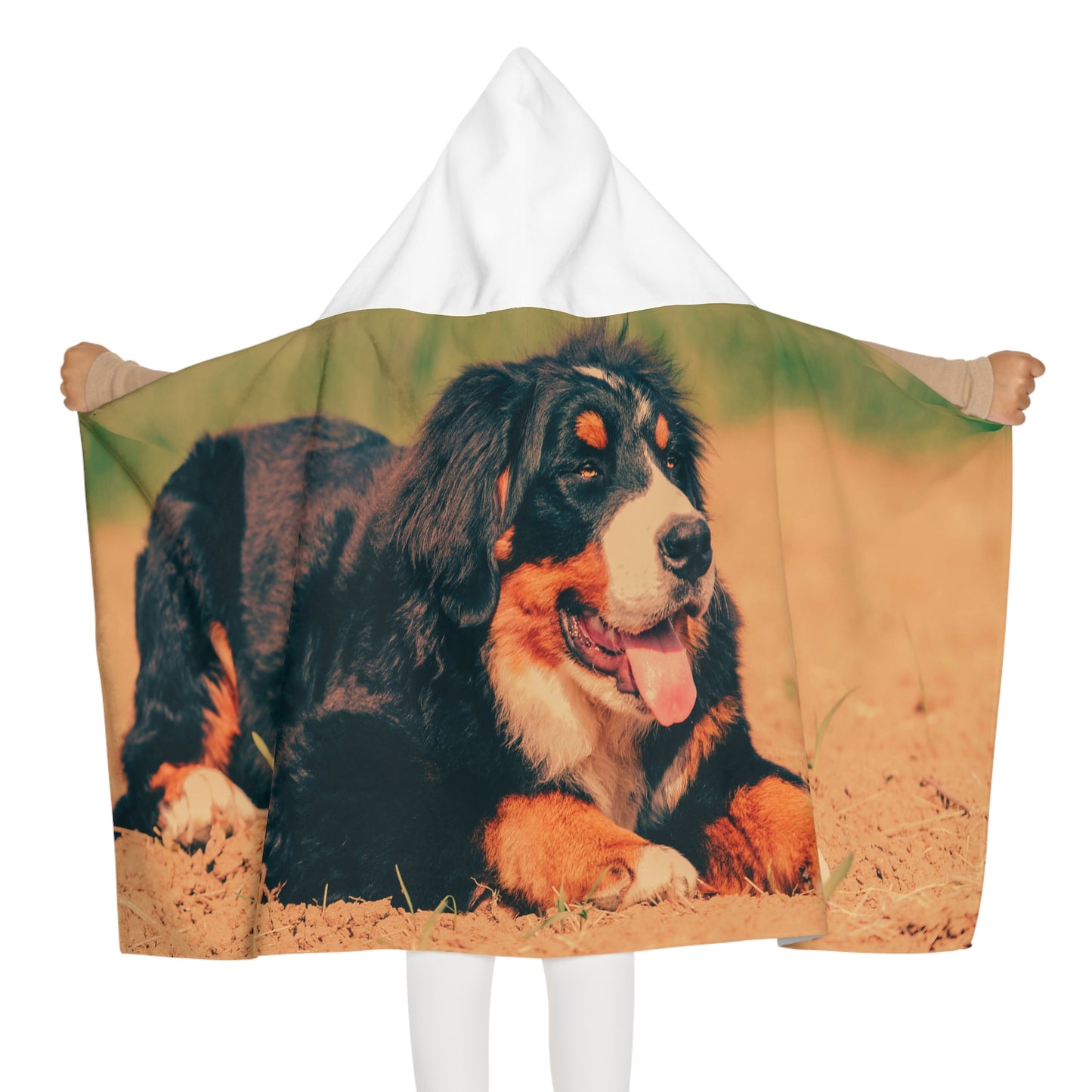 Cozy Youth Hooded Towel with Cute Dog Print, Perfect for Bath, Beach, and Pool Days, Kid-Friendly, Great Gift Idea
