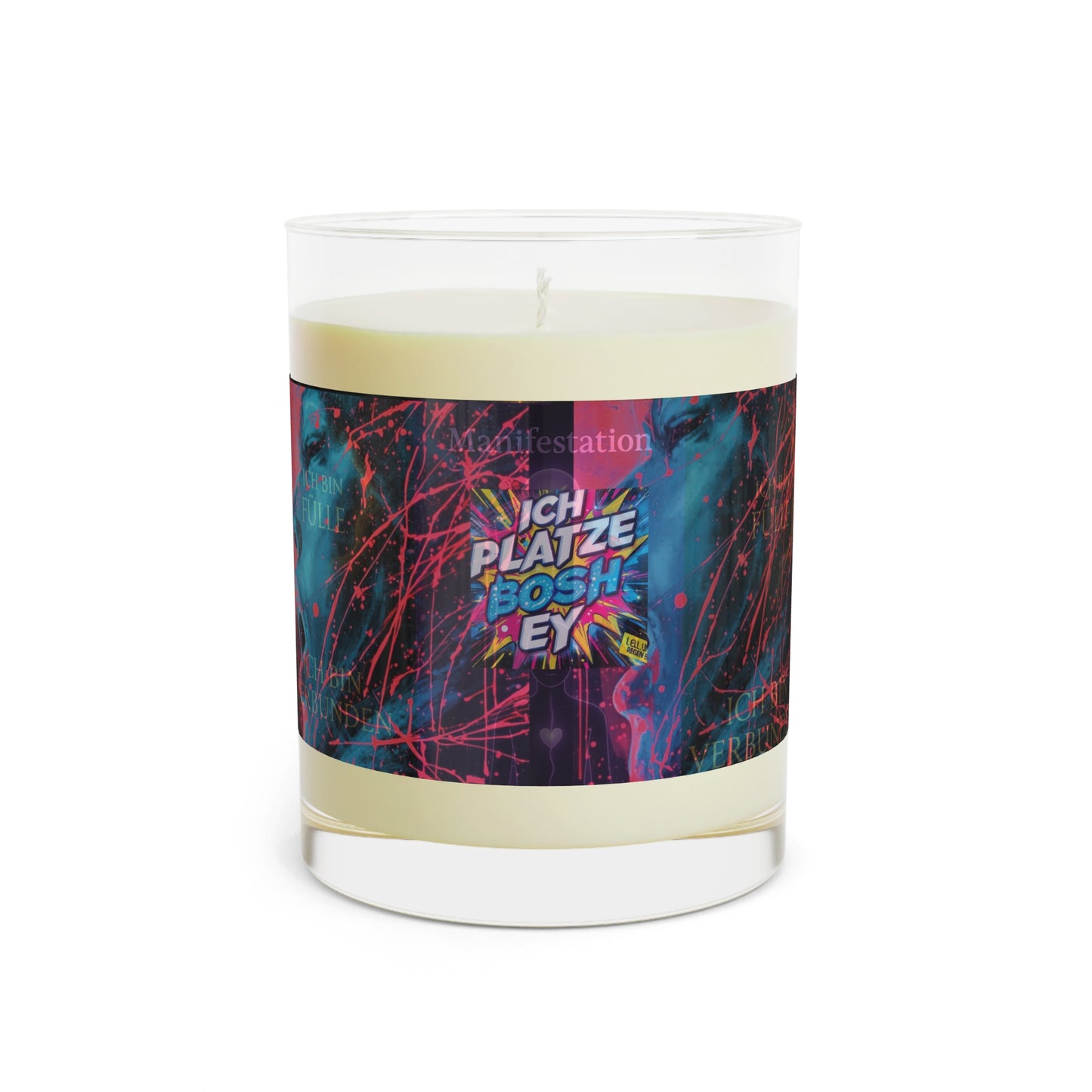Artistic Scream Candle — 11oz Scented Glass Candle with Neon Abstract Portrait