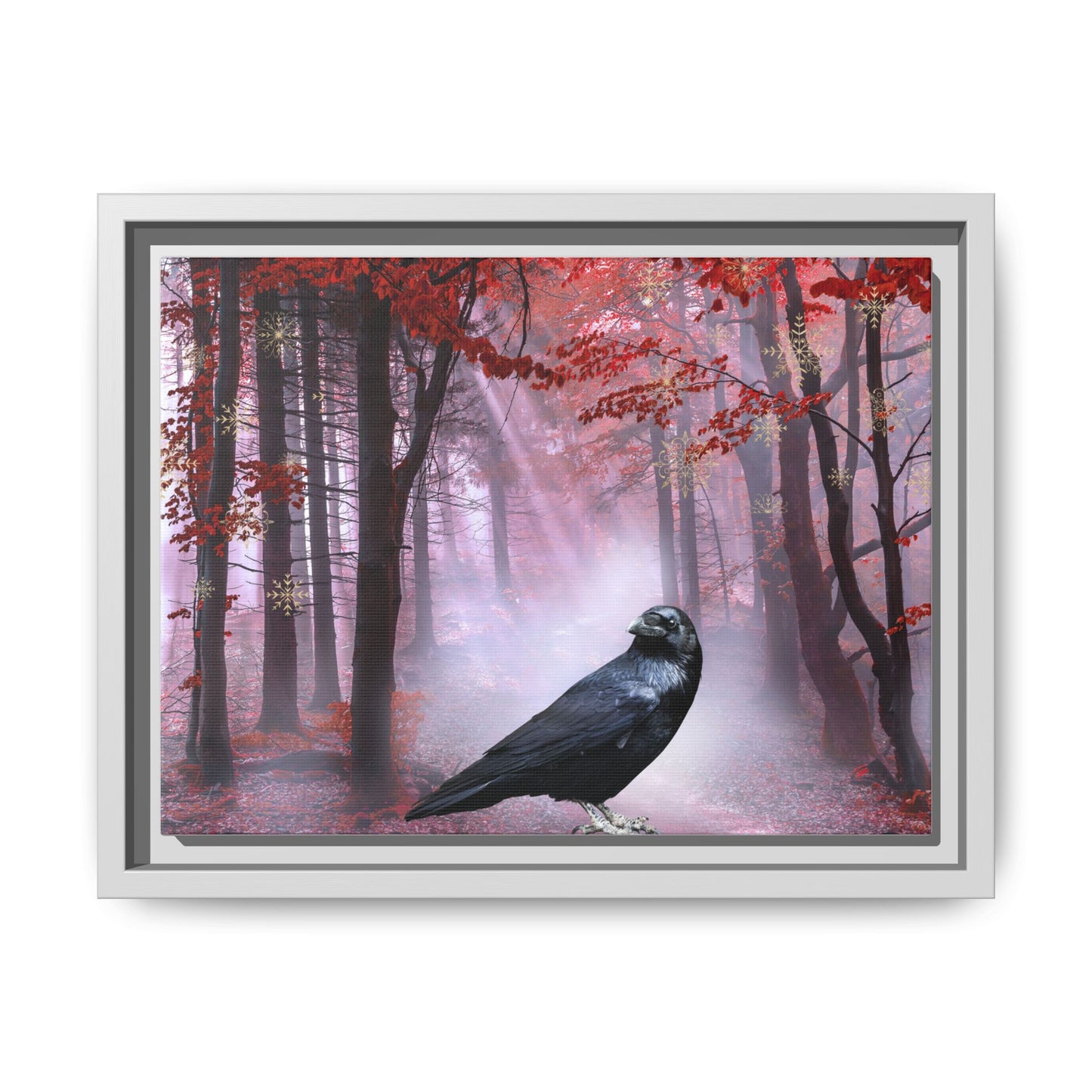 Framed Forest Raven Art Print, Matte Canvas Wall Decor, Gothic Home Decor, Nature Wall Art, Unique Gift for Bird Lovers