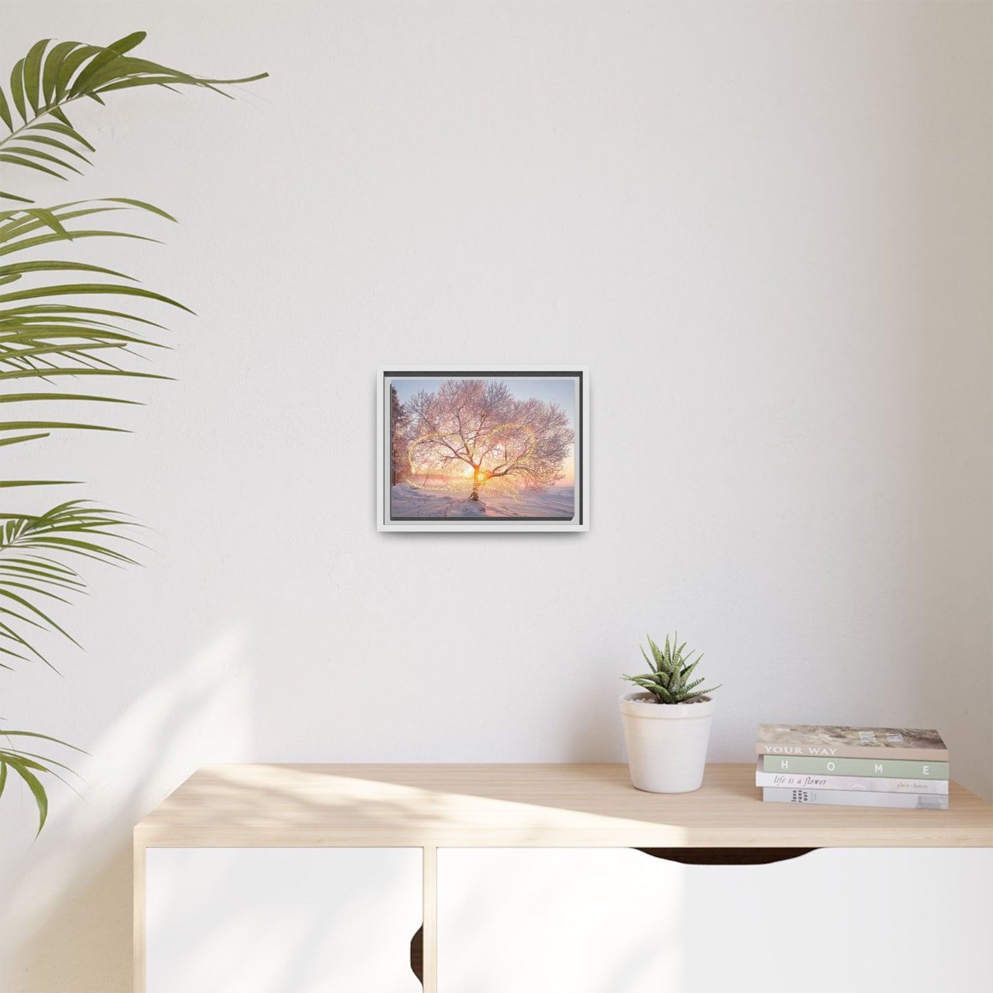 Framed Canvas Art: Winter Love Tree, Inspirational Wall Decor, Cozy Home Artwork, Christmas Gift, Heartwarming Decor, Nature Print