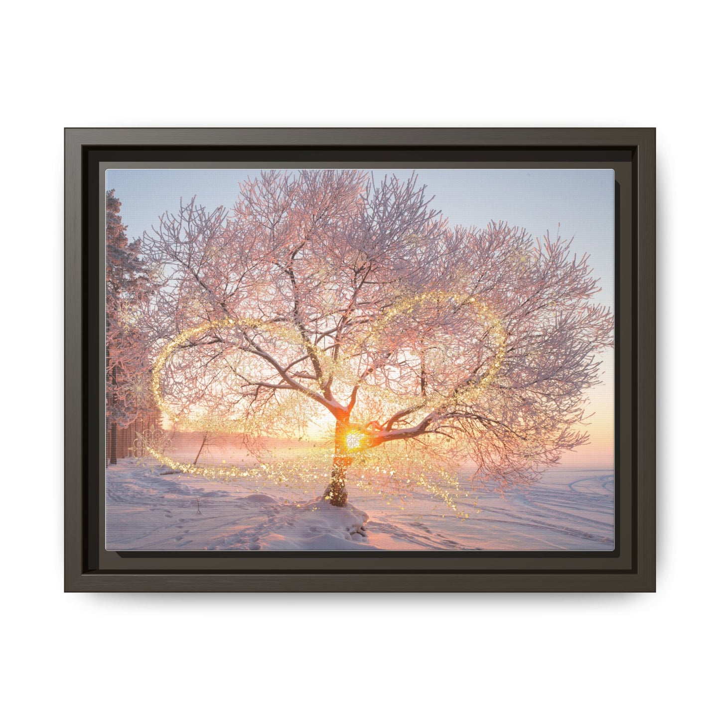 Framed Canvas Art: Winter Love Tree, Inspirational Wall Decor, Cozy Home Artwork, Christmas Gift, Heartwarming Decor, Nature Print