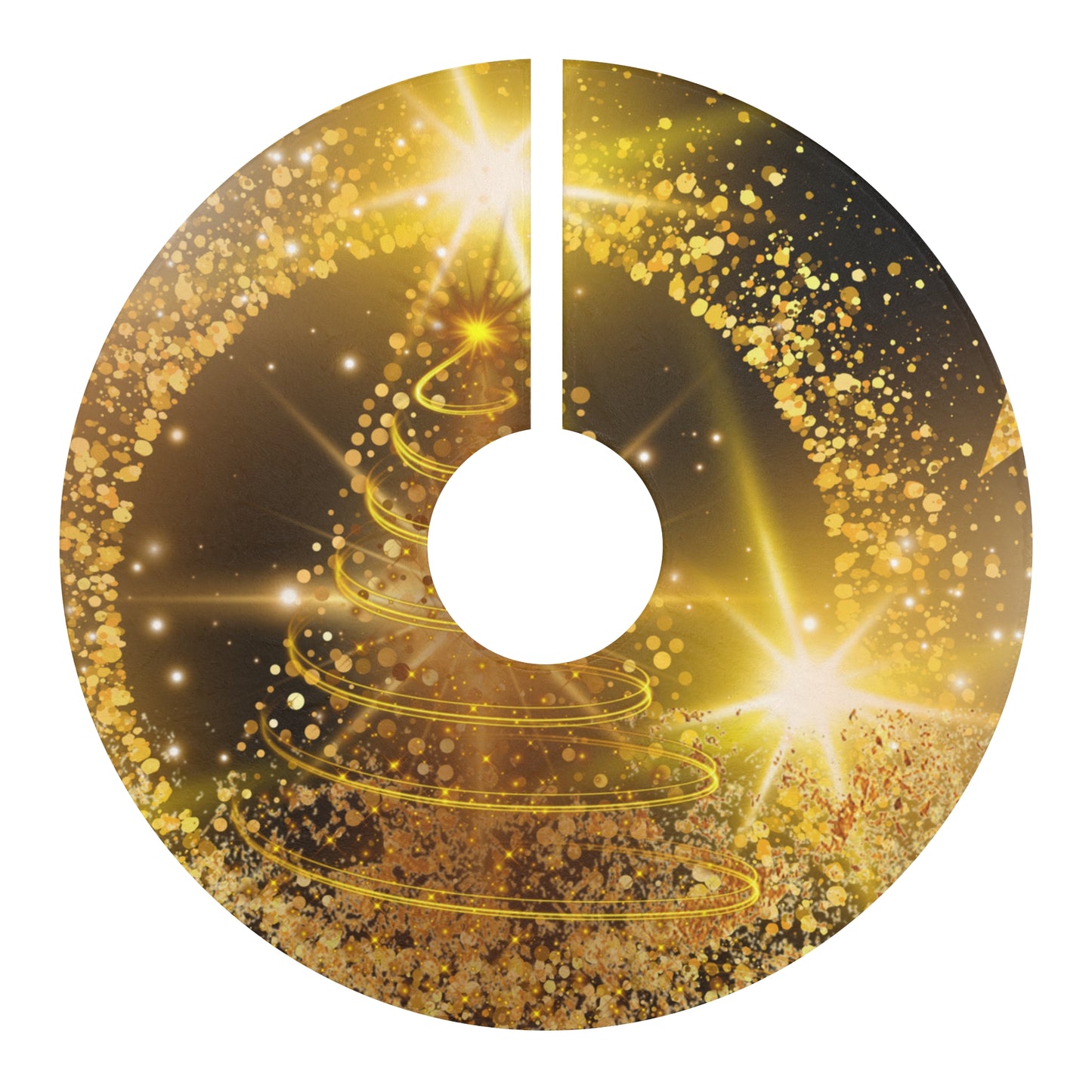 Gold Glitter Christmas Tree Skirt | Holiday Home Decor, Festive Decoration, Gift for Family, Christmas Party, Tree Accessories