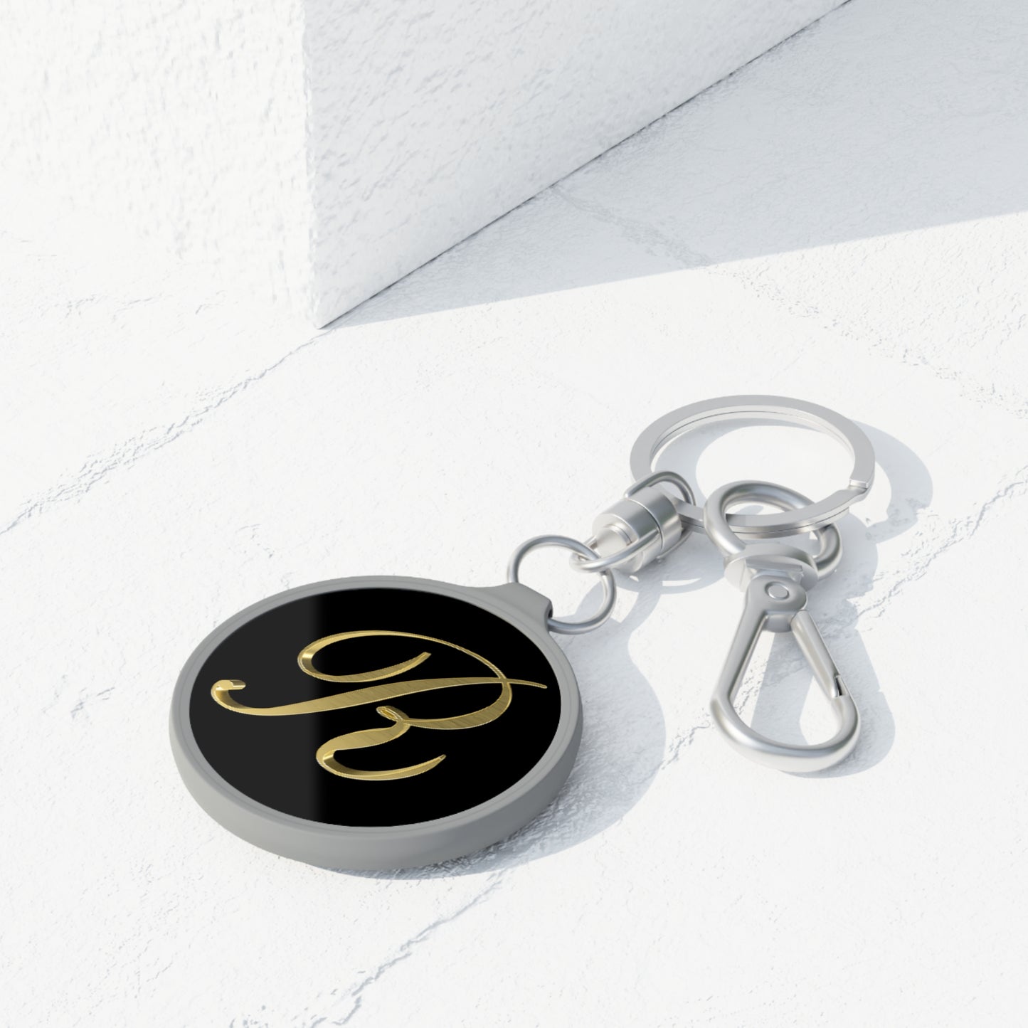 Personalized Keyring Tag with Elegant Monogram Charm