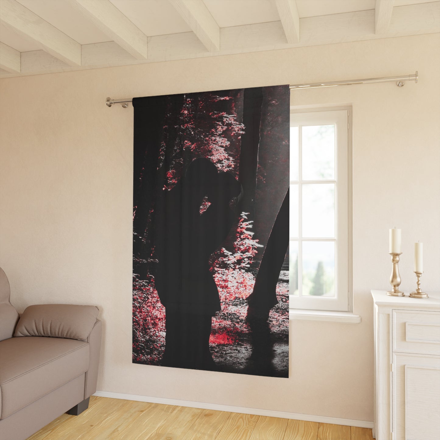 Romantic Forest-Themed Window Curtain, Cozy Home Decor, Bedroom Curtains, Nature-Inspired Drapes for Privacy, Gift Idea for Couples
