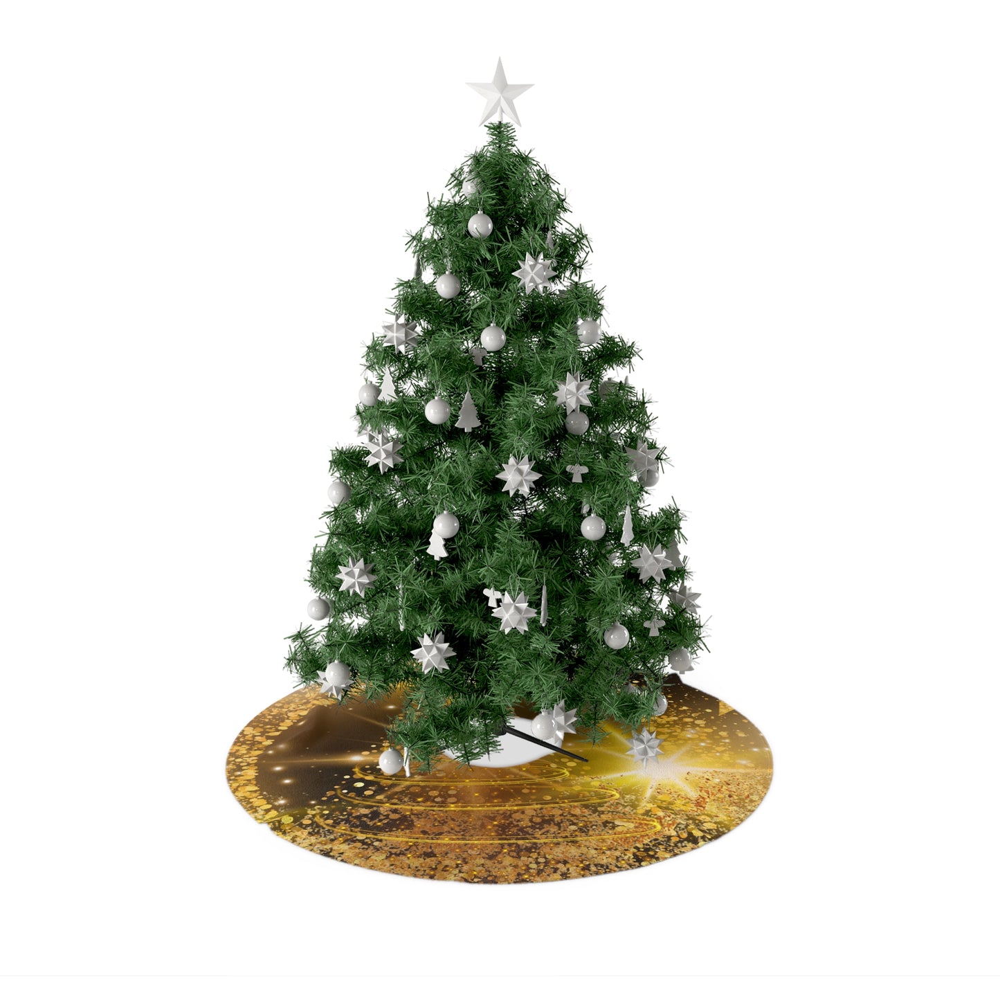 Gold Glitter Christmas Tree Skirt | Holiday Home Decor, Festive Decoration, Gift for Family, Christmas Party, Tree Accessories