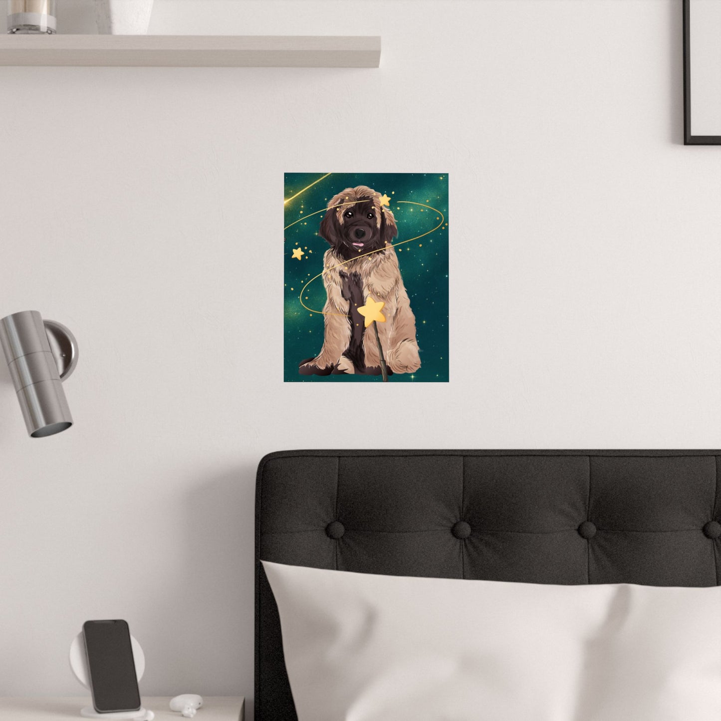 Dog Lover's Cosmic Satin Poster, Pet Wall Art, Dog Decor, Gifts for Animal Lovers, Home Aesthetic, Starry Night Print