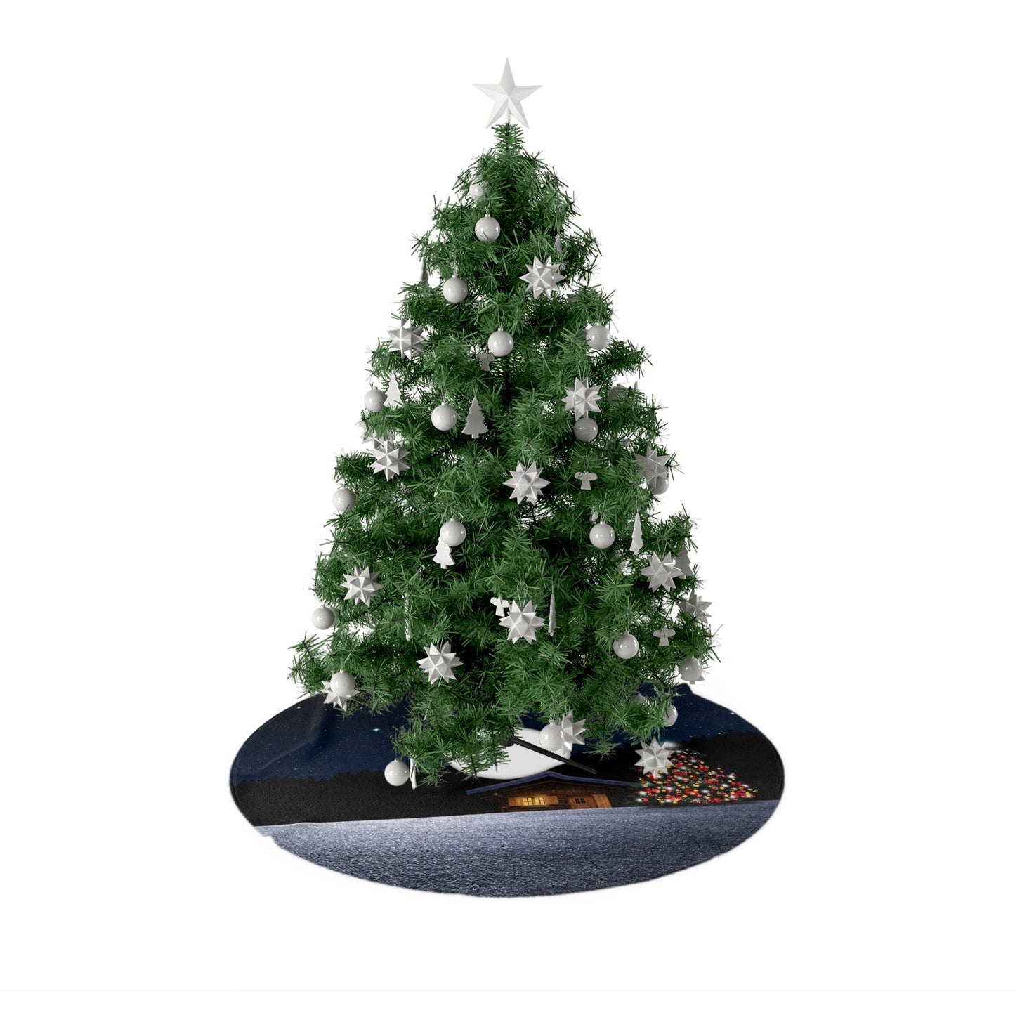 Cozy Christmas Tree Skirt, Winter Holiday Decor, Festive Tree Cover for Christmas, Snowy Scene Holiday Gift, Unique Xmas Tree Accessory