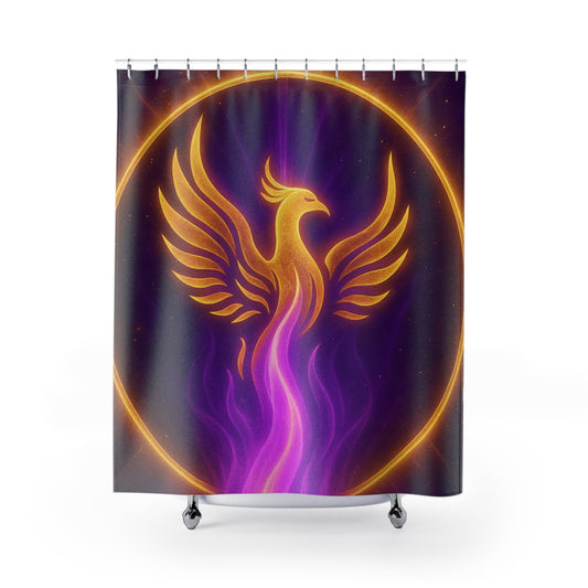 Phoenix Flame Shower Curtain, Boho Home Decor, Bathroom Accessories, Unique Gift for Her, Mythical Design Inspiration