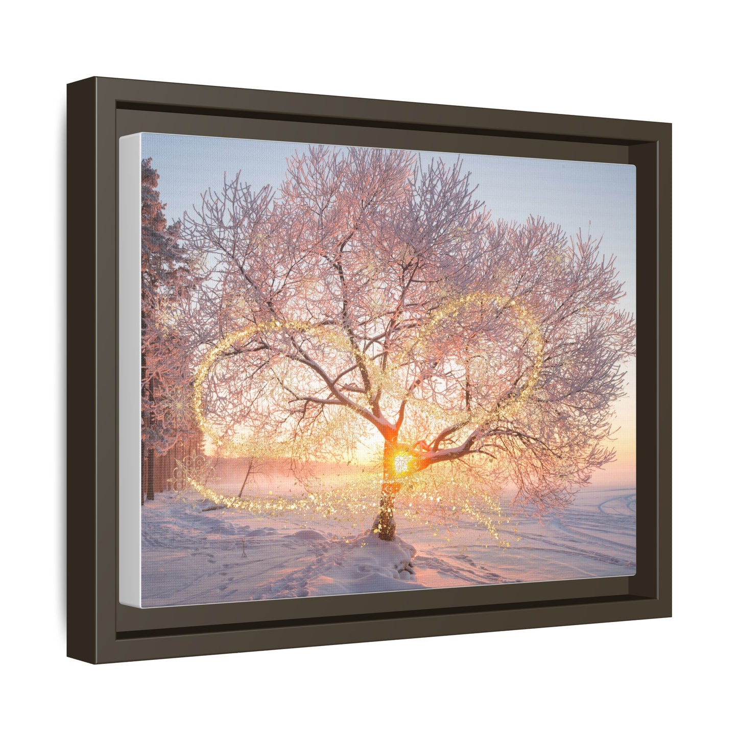 Framed Canvas Art: Winter Love Tree, Inspirational Wall Decor, Cozy Home Artwork, Christmas Gift, Heartwarming Decor, Nature Print