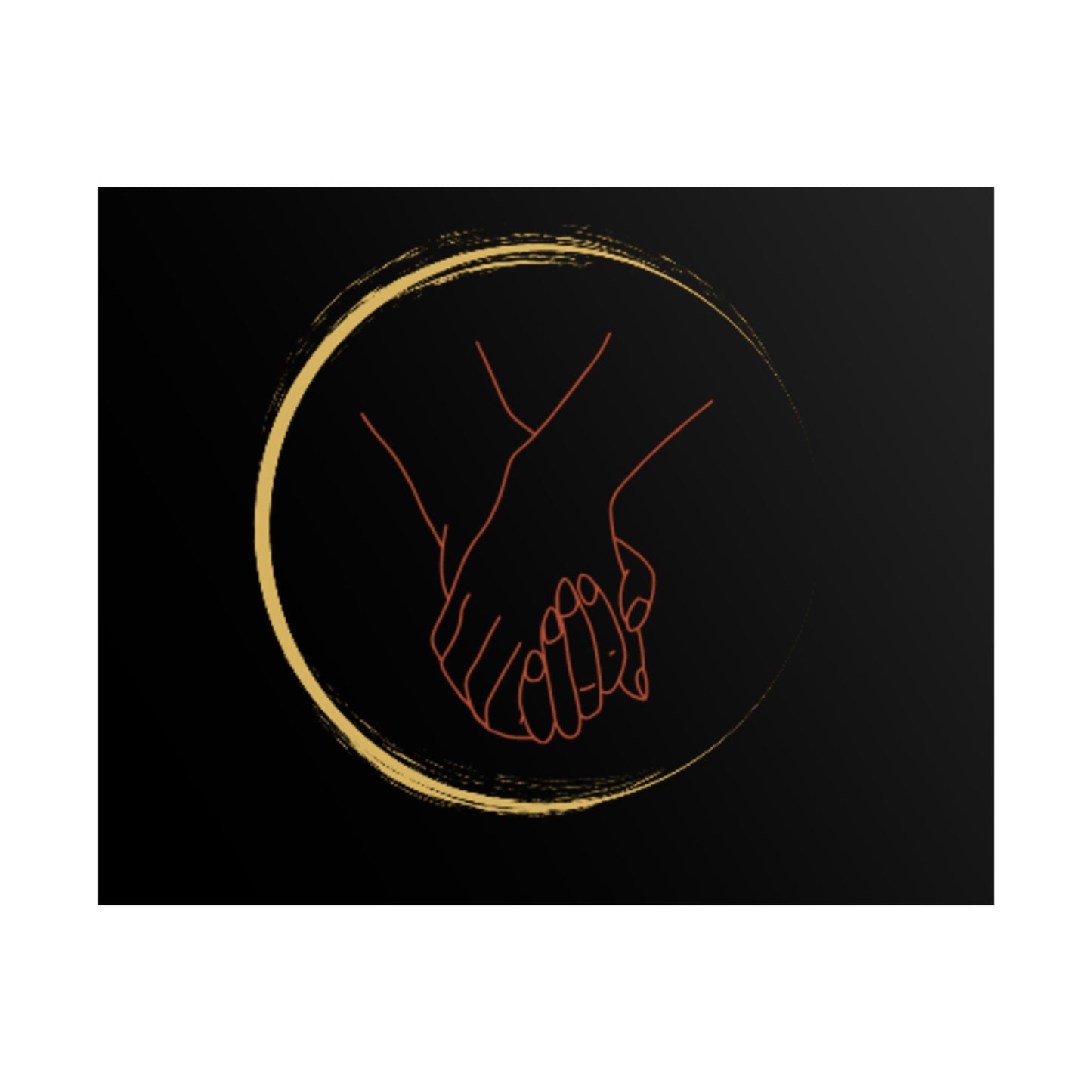 Holding Hands Poster — Minimal Gold Circle Romantic Wall Art
