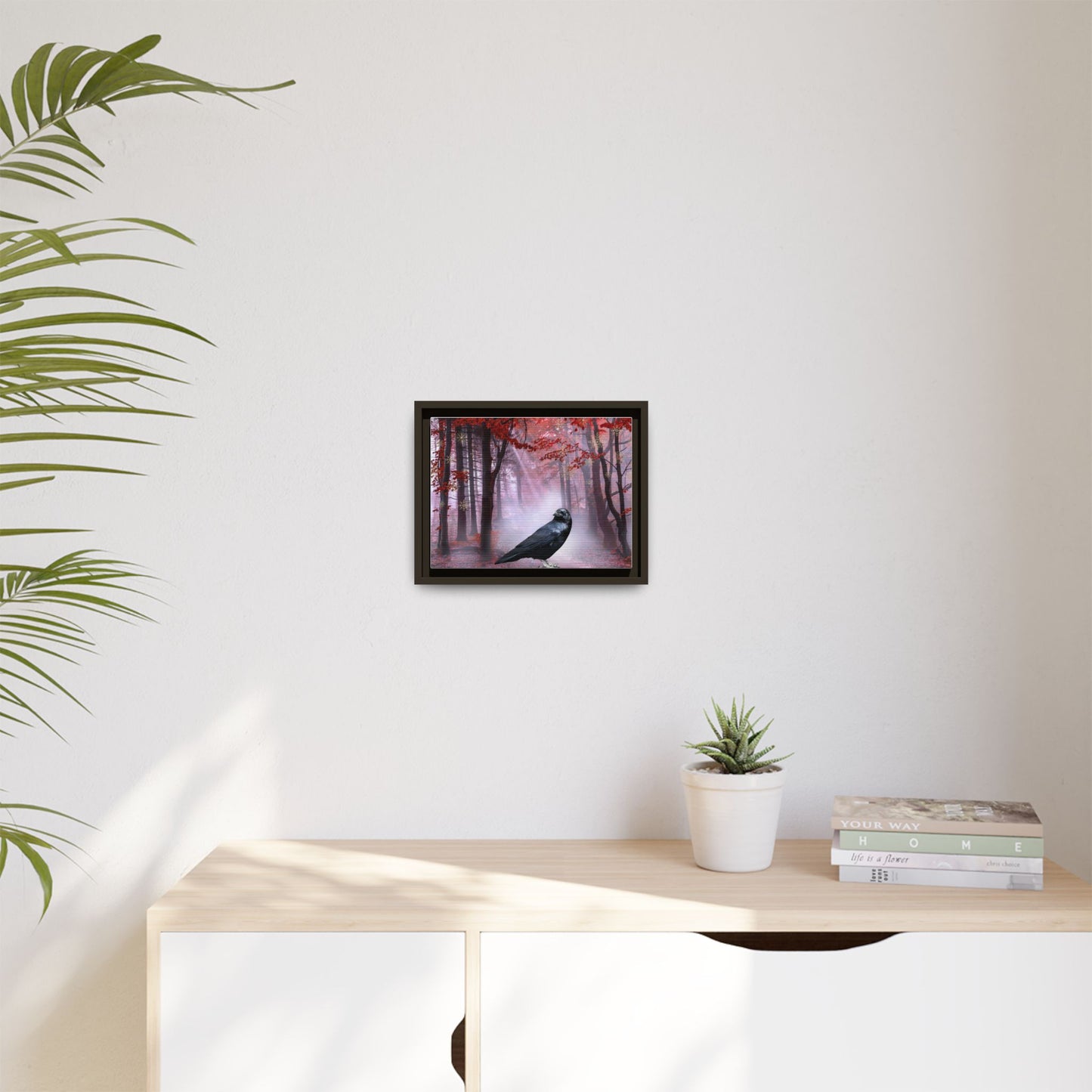 Framed Forest Raven Art Print, Matte Canvas Wall Decor, Gothic Home Decor, Nature Wall Art, Unique Gift for Bird Lovers